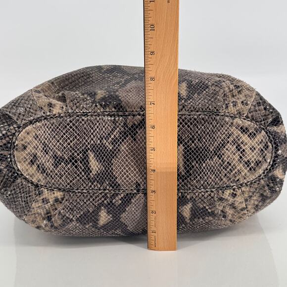 Michael Kors Gray Snake Print Embossed Leather Hobo Bag Modern Contemporary - Picture 6 of 12